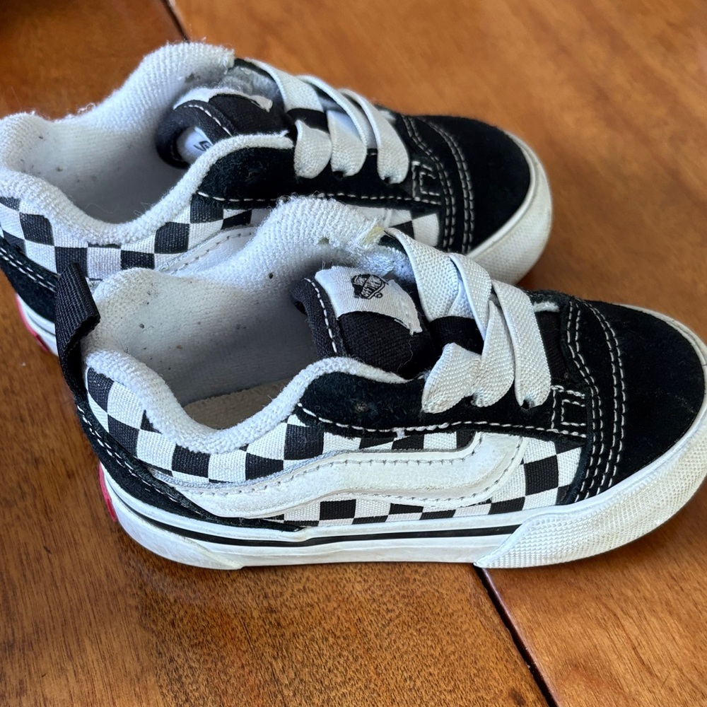 Vans Kids Black & White Checkerboard Lace-Up Sneakers